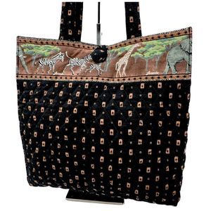 Vintage Larenda Safari Quilted Cotton Tote Bag